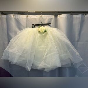 Weissman medium child white Tulle Skirt with Floral Accent